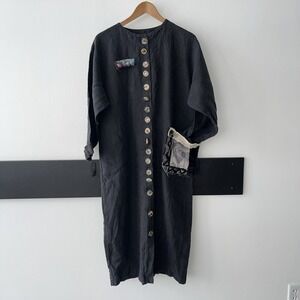 Vintage 1990's Lee Andersen Art To Wear Linen Dress. Large